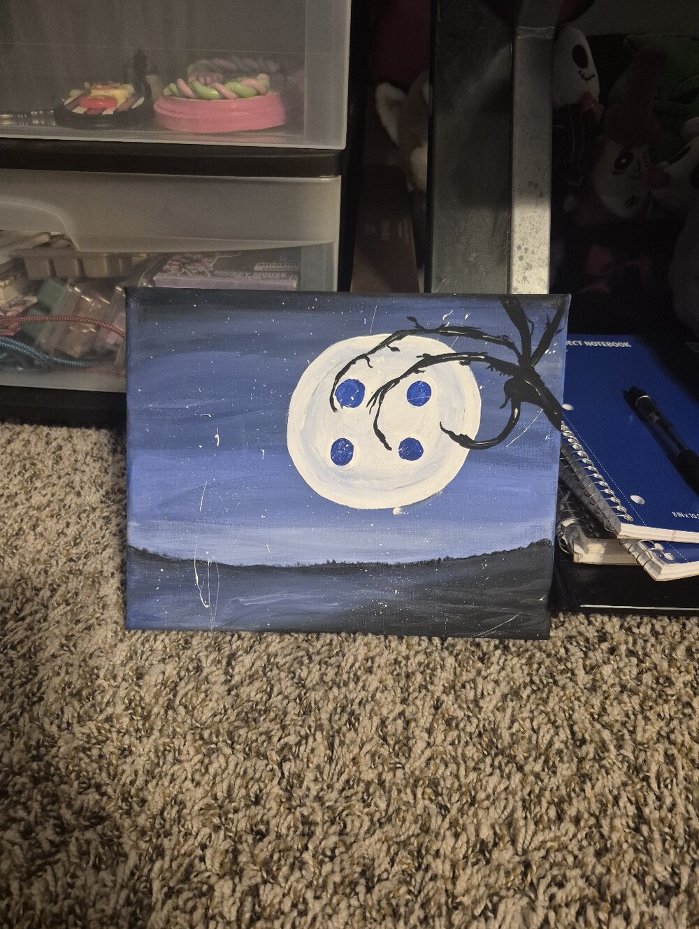 Coraline moon handpainted painting